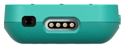 Podcatcher Pro bottom view — charging contacts and docking connector for the Basecamp.