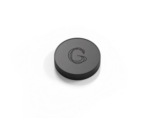 Beacon Lite — 3D render of the compact beacon device with Guide-ID logo.