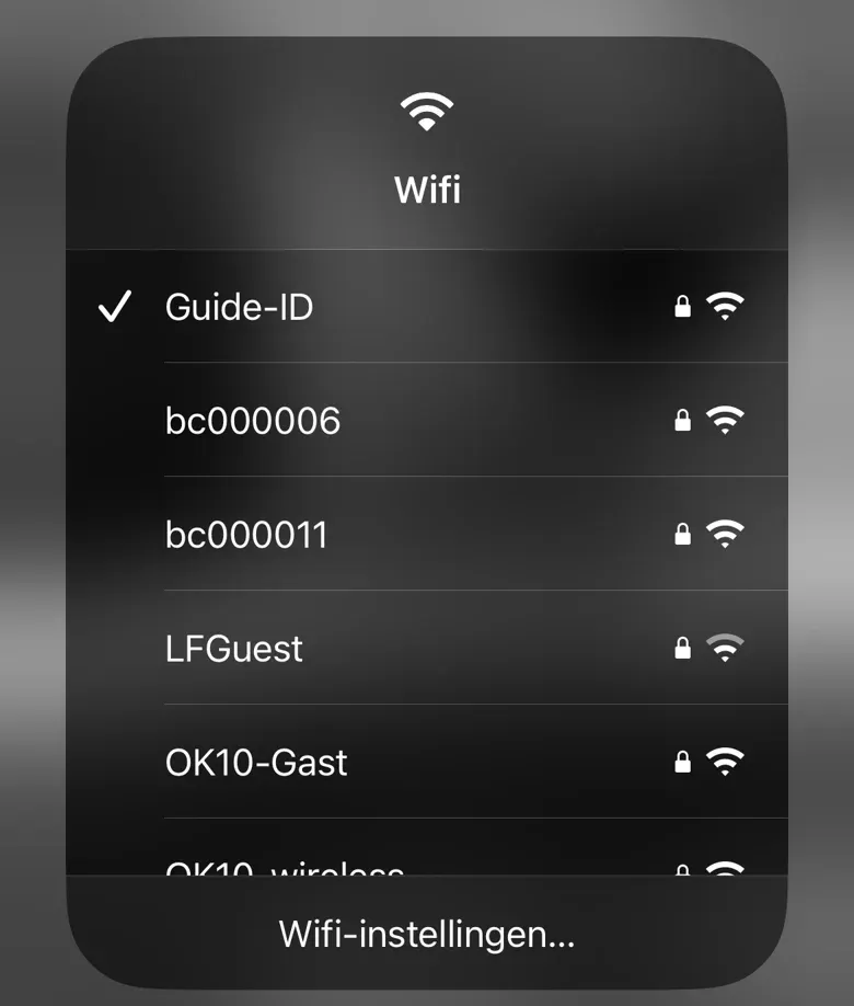 WiFi network list showing Basecamp SSIDs (bc000006, bc000011) alongside venue networks.