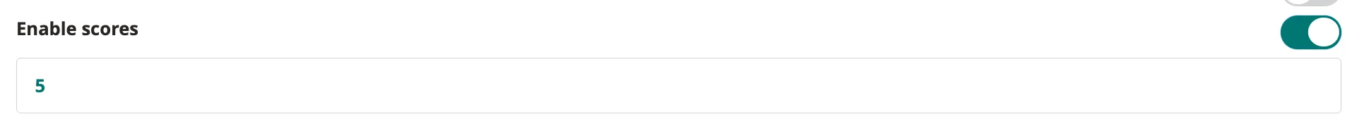 Enable scores toggled on — set the point value for this clip.