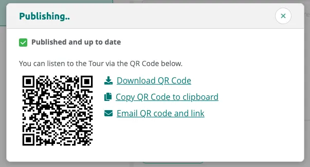 Publishing complete — the tour is now live and available to visitors.