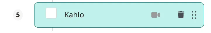 An AV-sync stop "Kahlo" in the stop list, identified by a video camera icon.