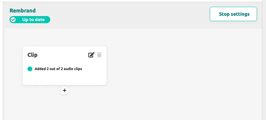 A stop with a completed clip — "Added 2 out of 2 audio clips" indicates all languages have audio.