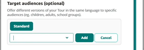 Target audiences — type a name and click Add.